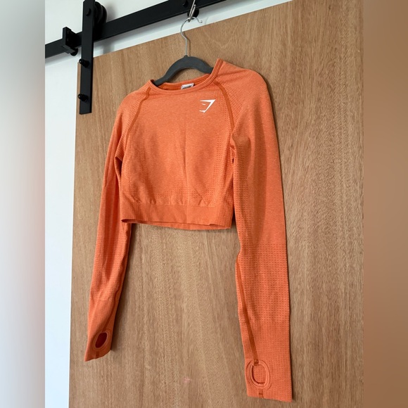 Gymshark Vital Crop Top long sleeve & leggings set apricot gym workout -S - Picture 13 of 15
